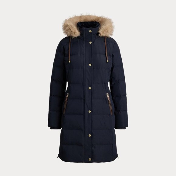 LAUREN RALPH LAUREN FAUX-FUR-TRIM HOODED DOWN COAT
